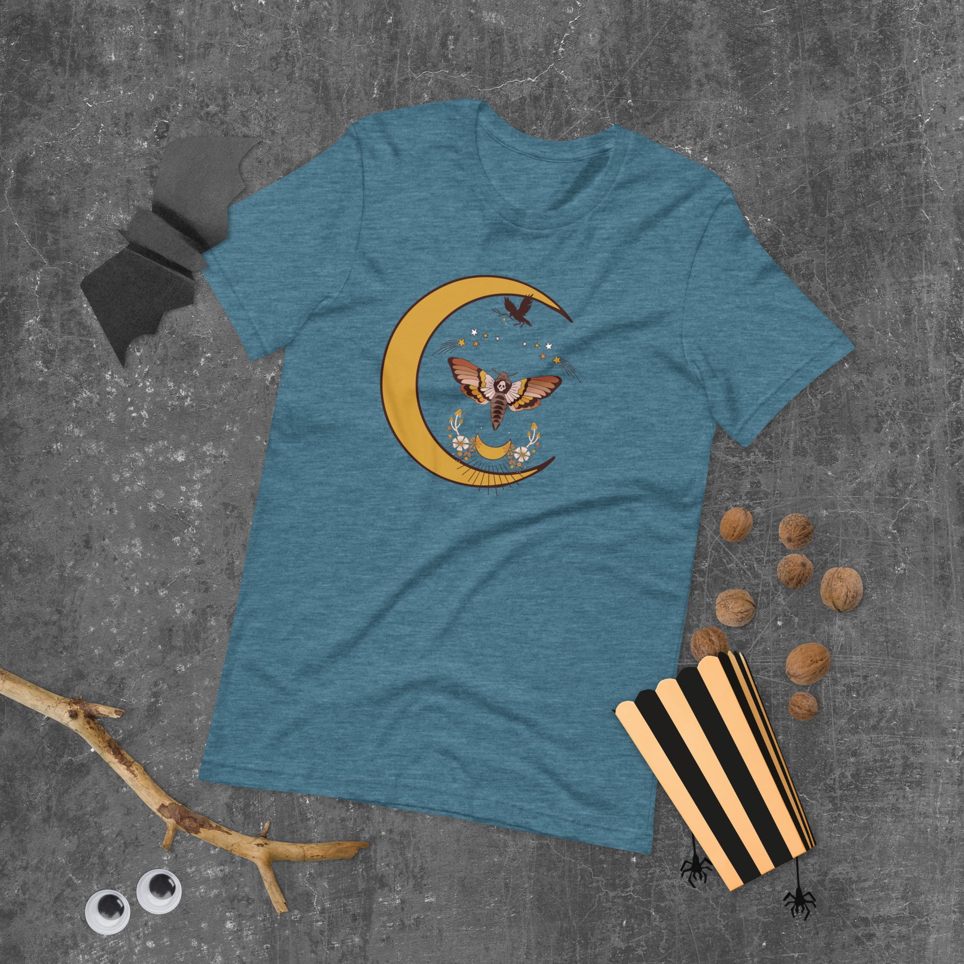 "Moon Moth" Unisex t-shirt, deep teal