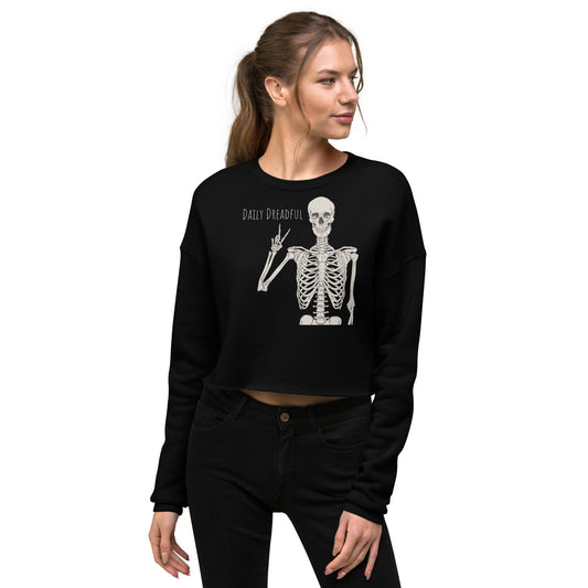 black "Peace Out Skelly" Crop Sweatshirt from Daily Dreadful