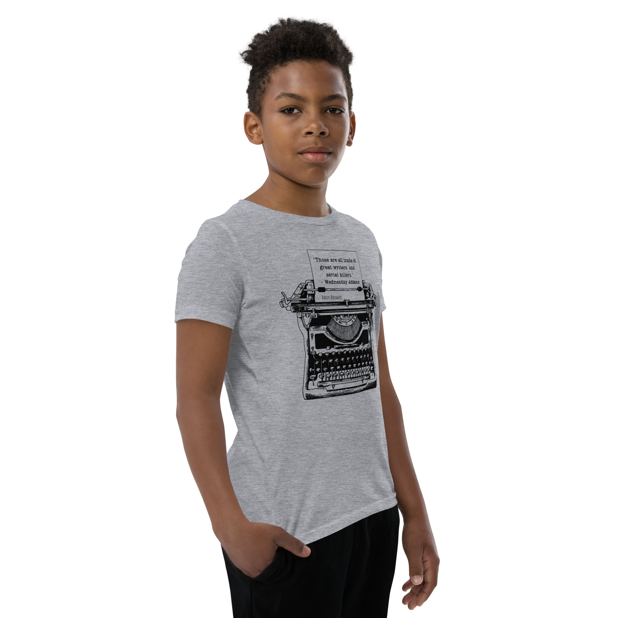 Wednesday Addams Typewriter Youth Short Sleeve T-Shirt – Daily